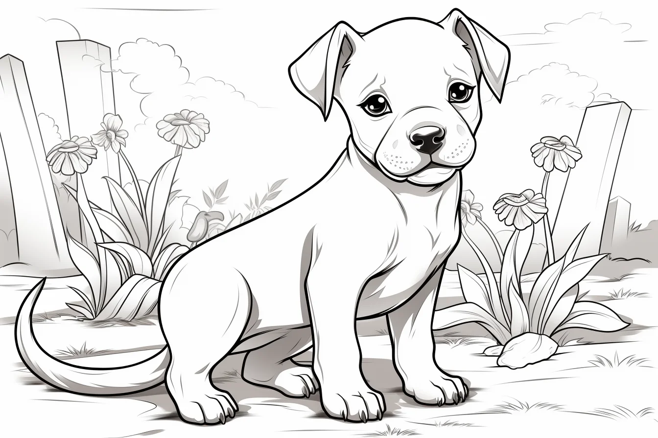 pitbull puppy coloring pages