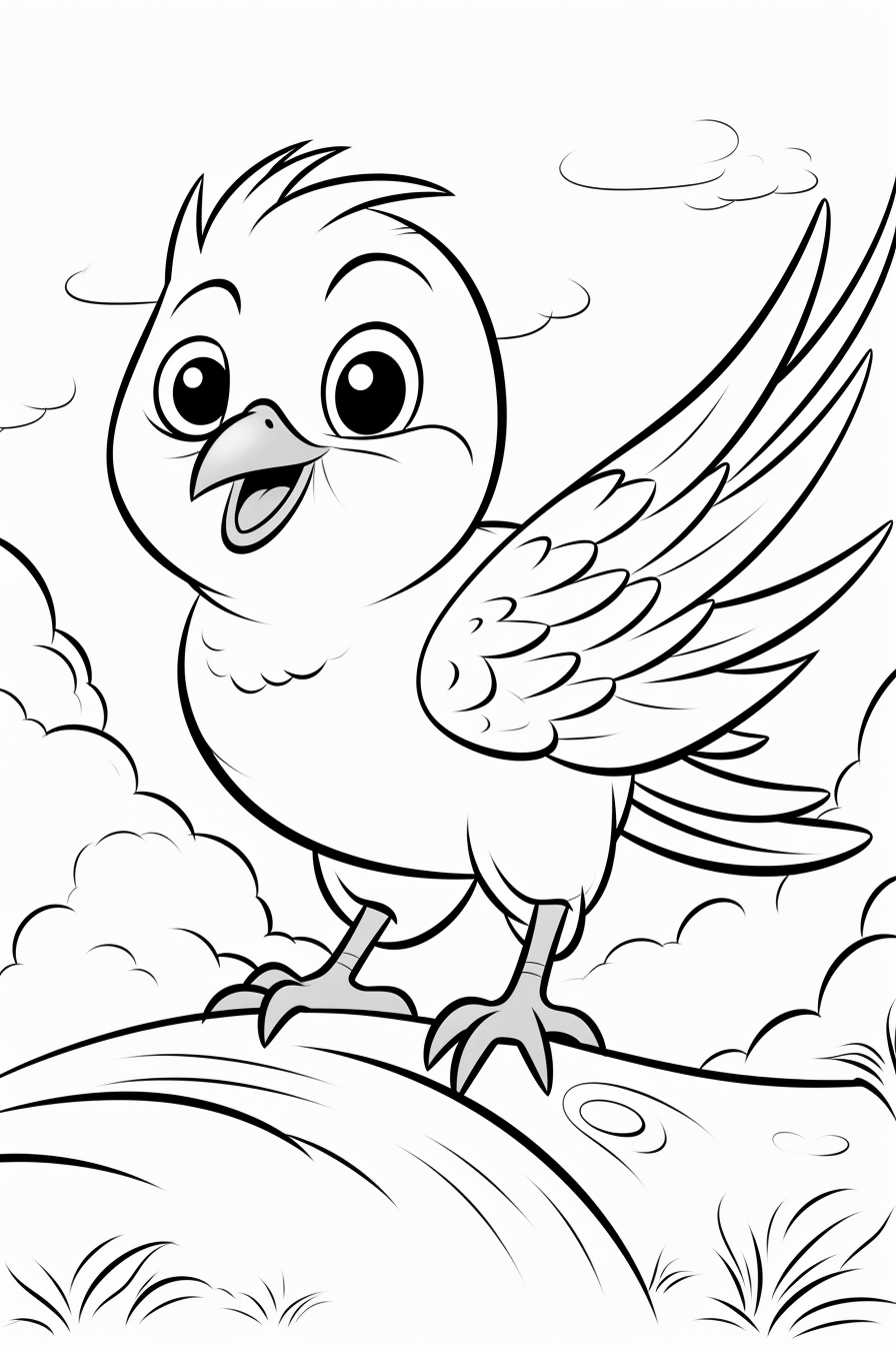 kawaii bird coloring pages for kids