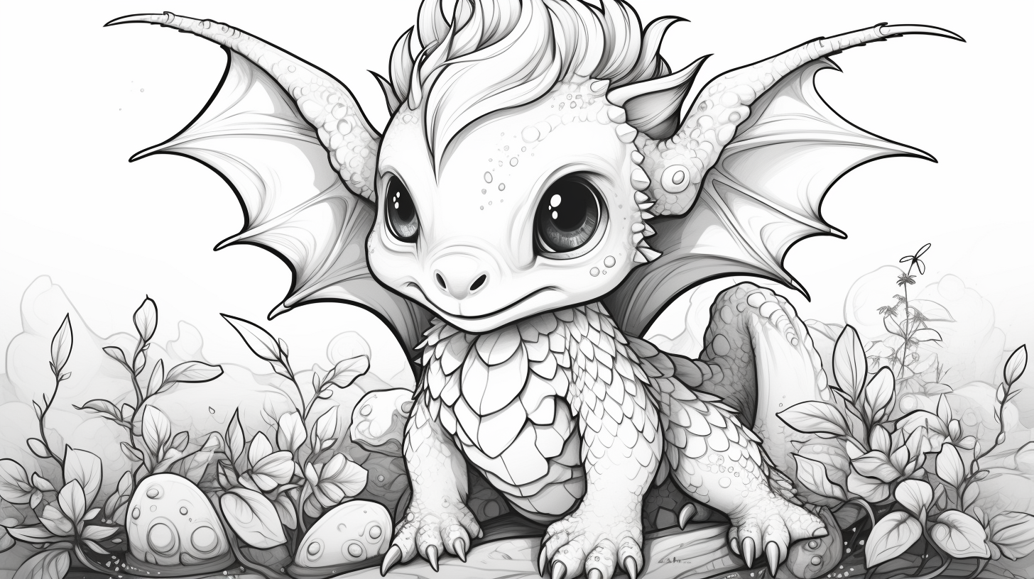 printable cute baby dragon coloring pages