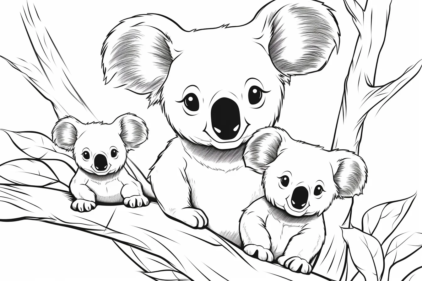 printable cute koala coloring pages