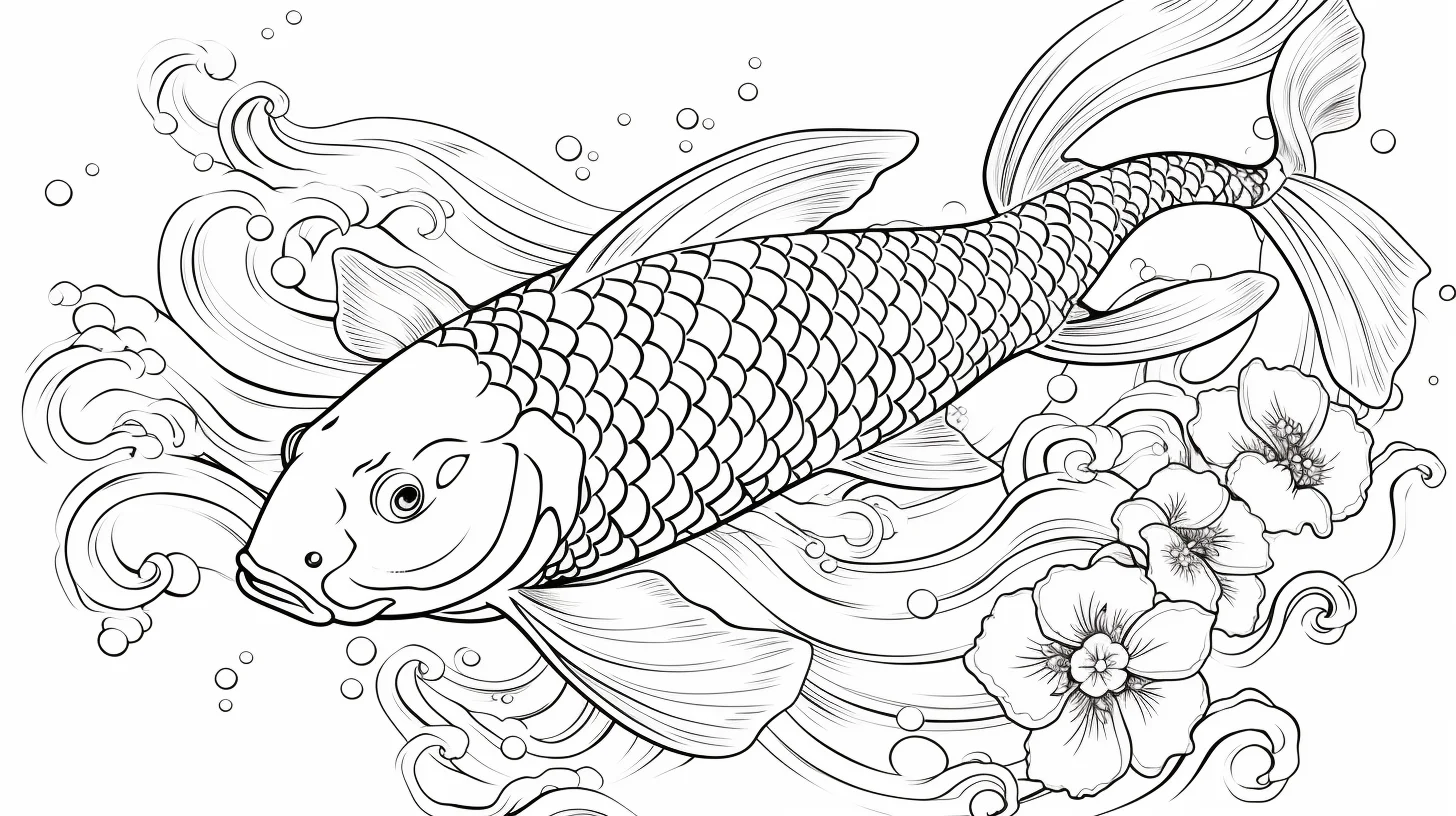 printable koi fish coloring pages for aldult