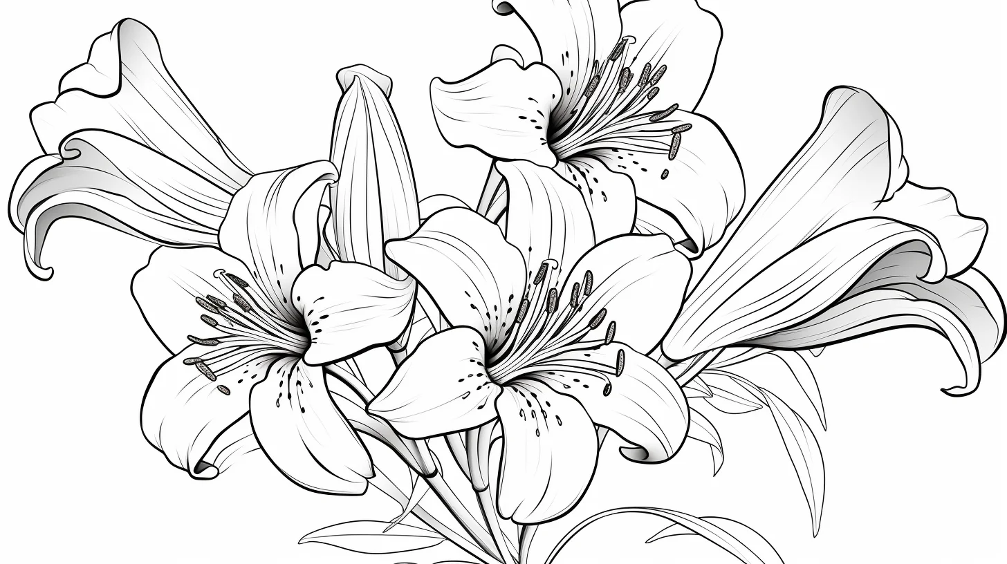 printable lily flower coloring pages