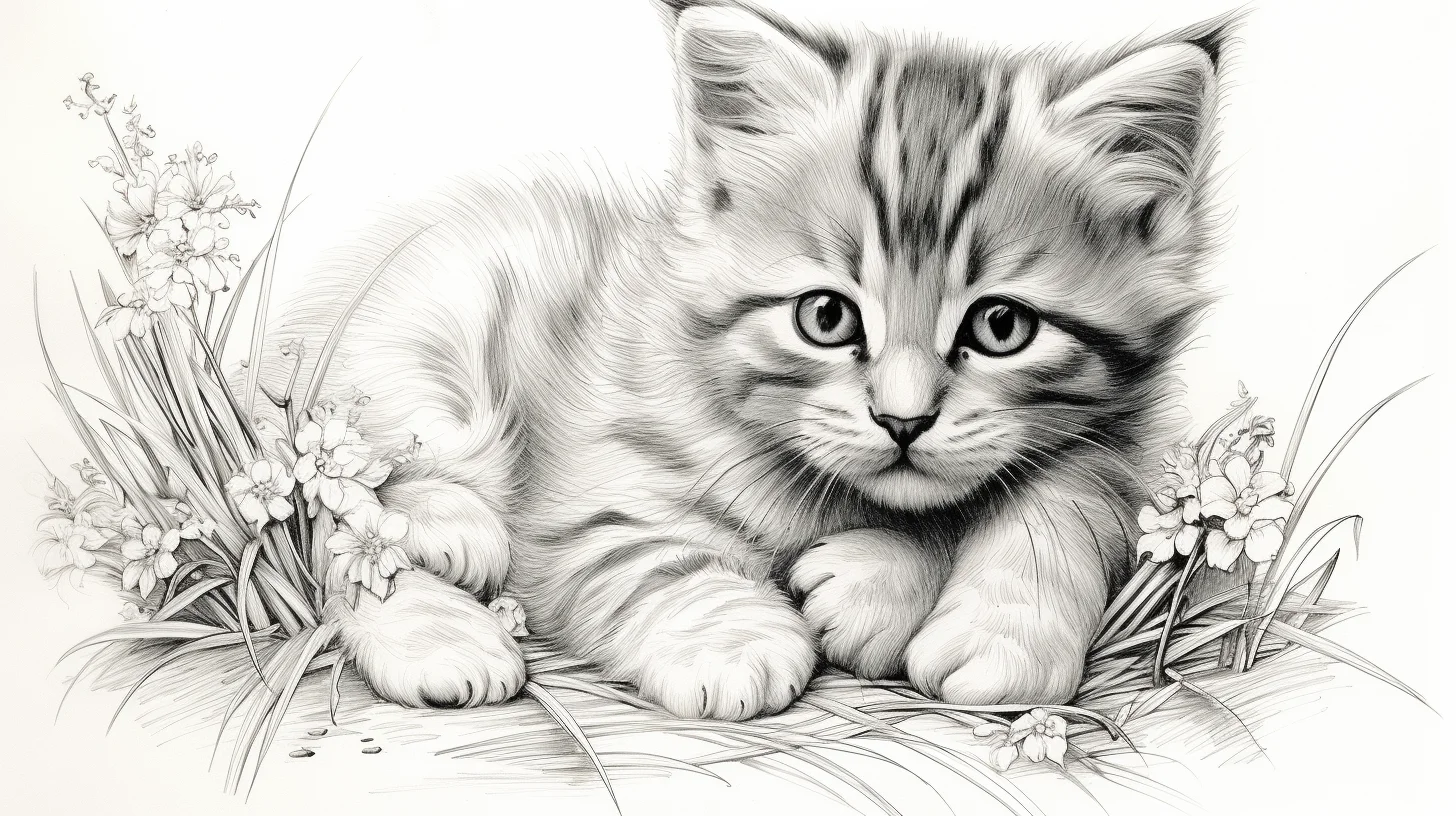 realistic cute cat coloring pages