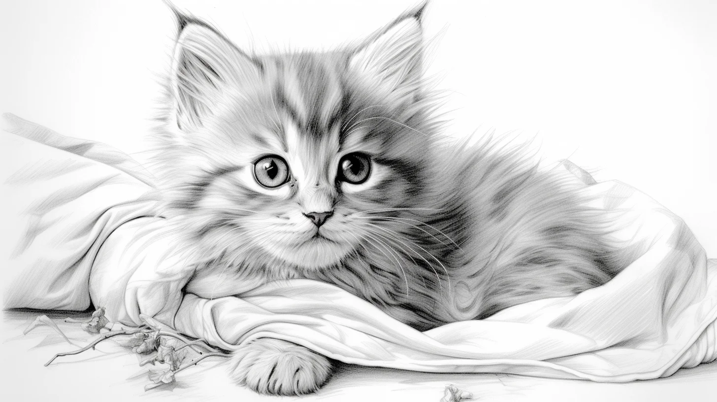 realistic kitten cat coloring page