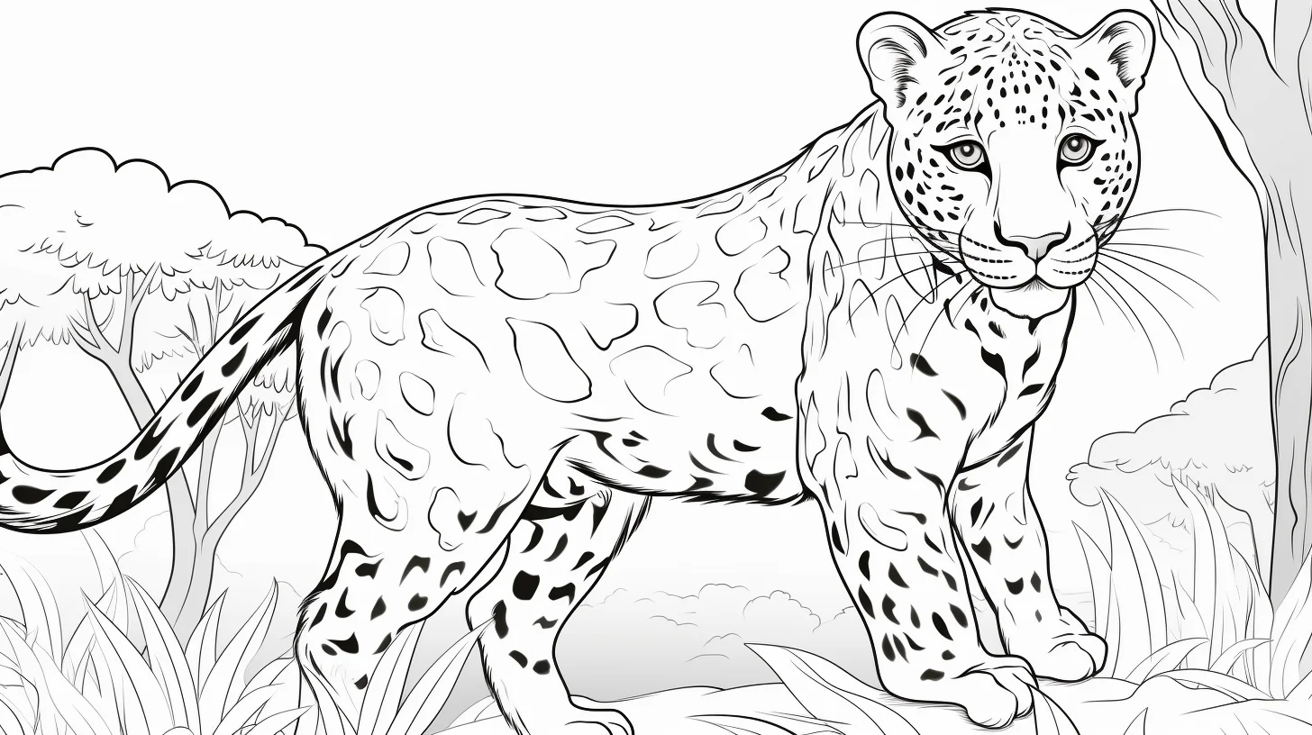 realistic leopard coloring pages