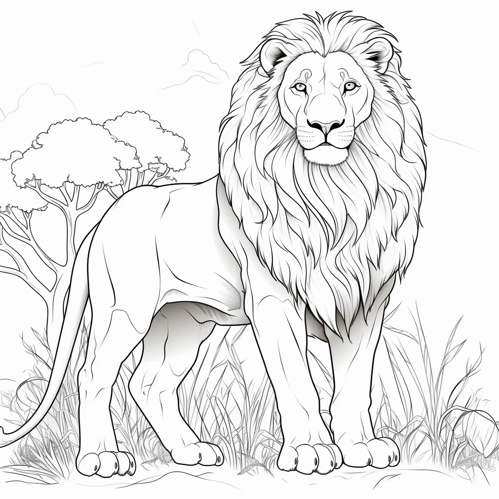 realistic lion colouring pages