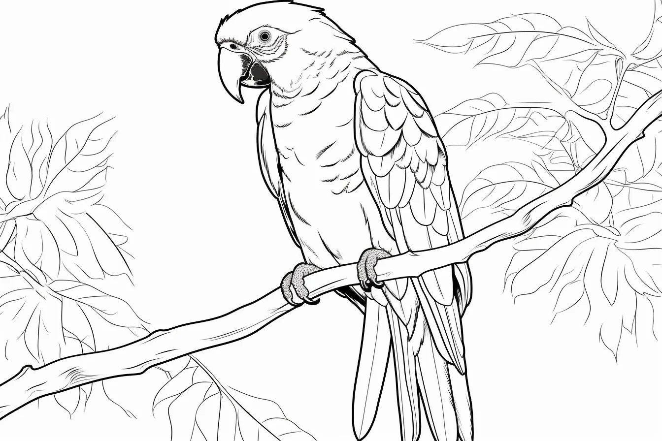 realistic parrot coloring pages