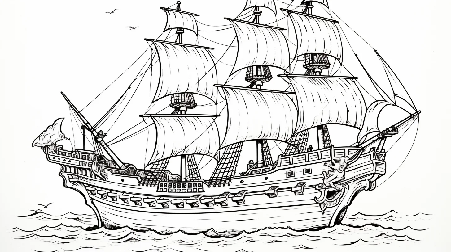 realistic pirate ship coloring pages