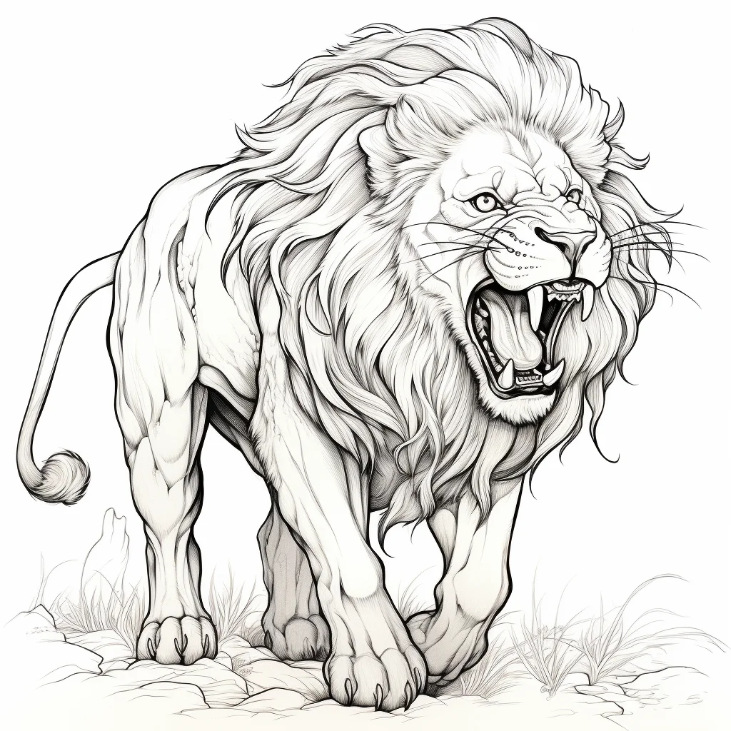 realistic printable lion coloring pages