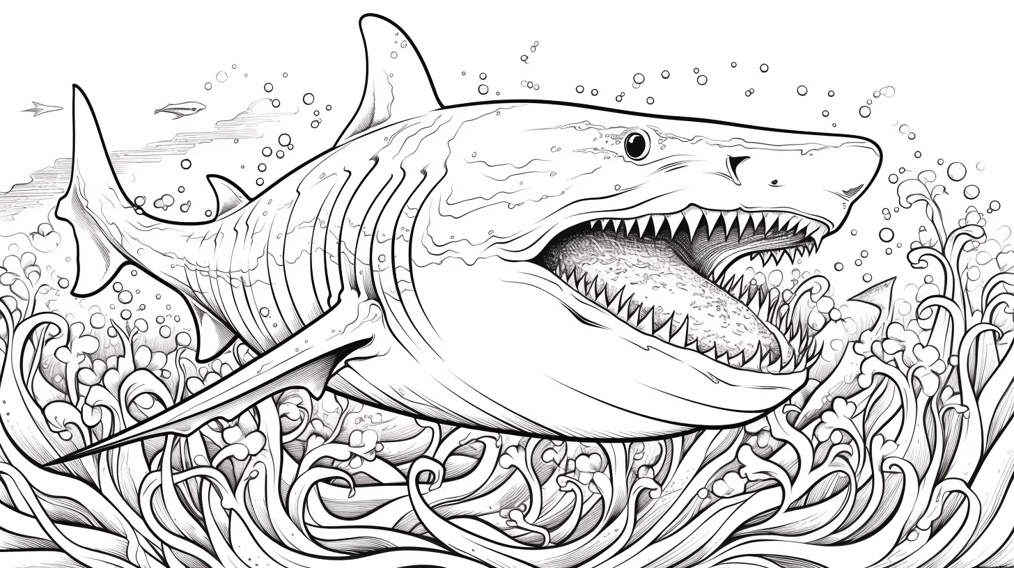 scary megalodon coloring page