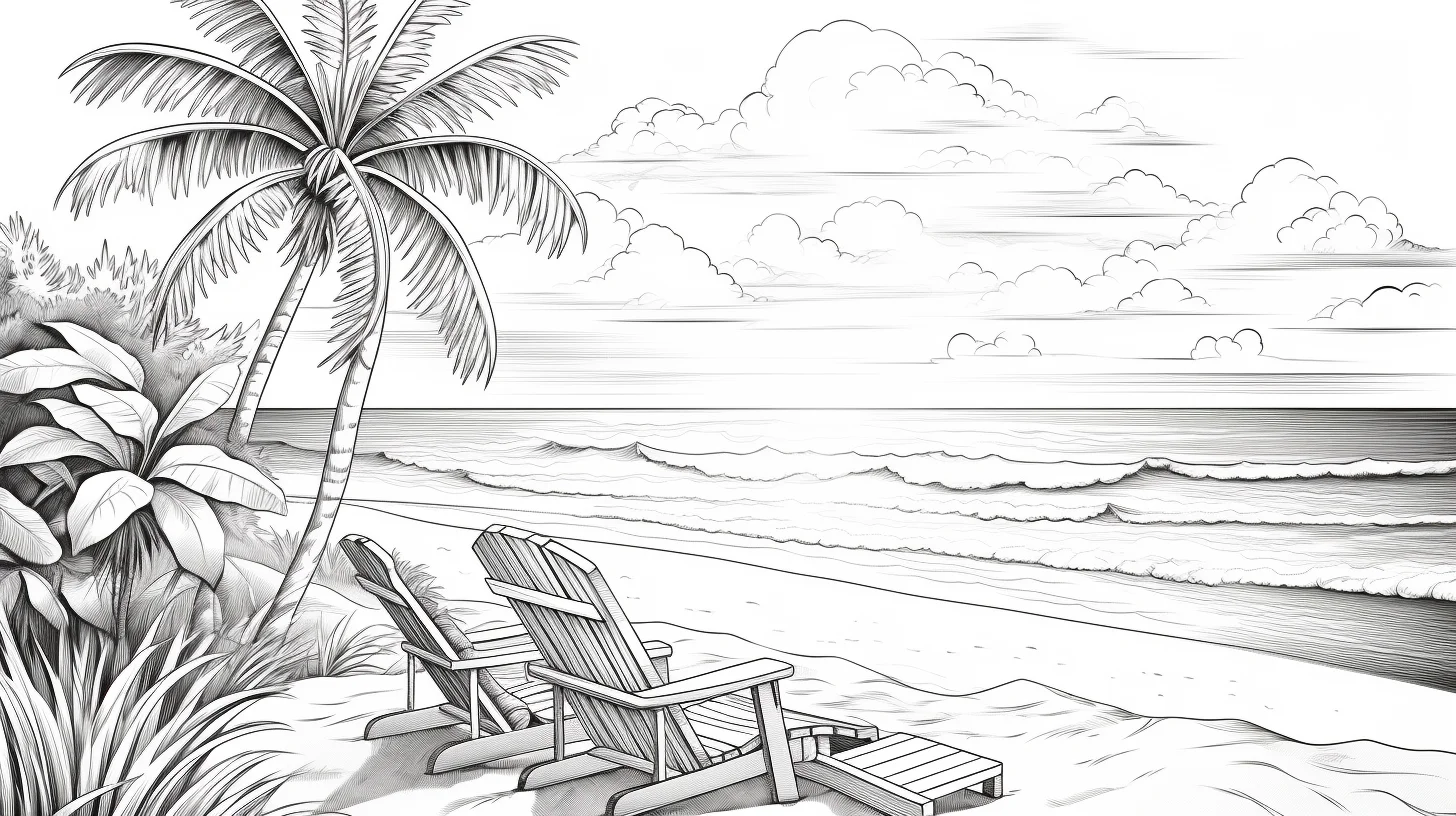 summer beach scene coloring pages