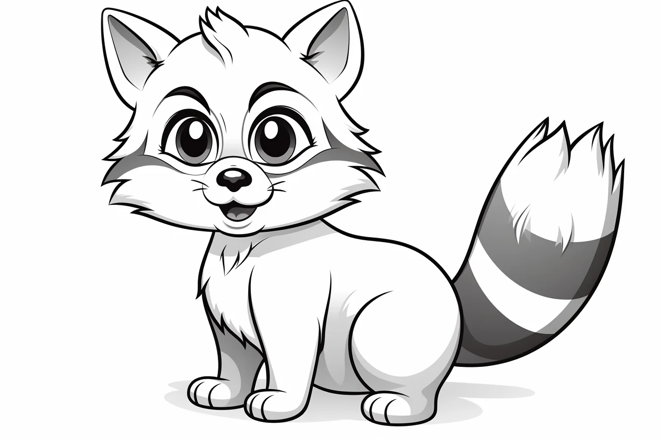 Baby Raccoon Cute Raccoon Coloring Page