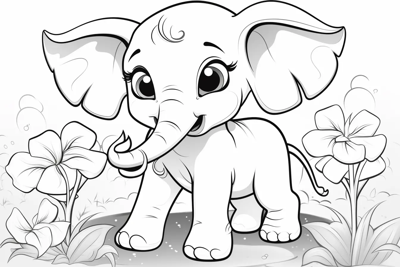 Cartoon Baby Elephant Coloring Pages