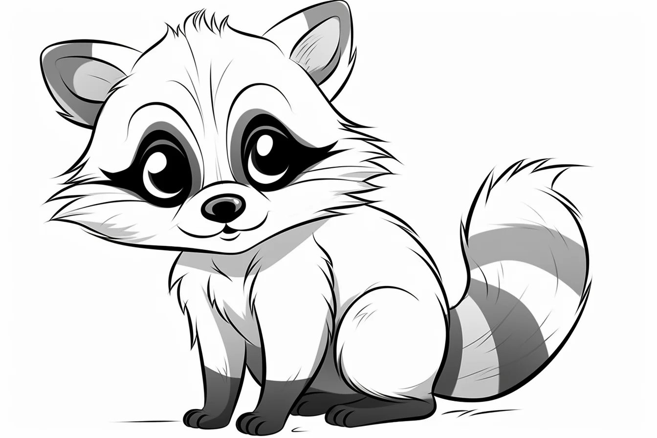 Cute Baby Raccoon Coloring Page