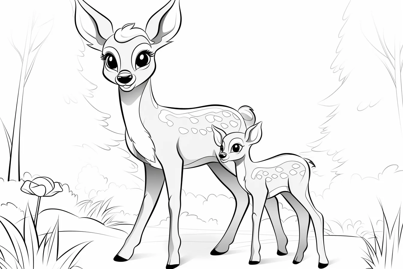 Cute Deer Family Coloring Pages