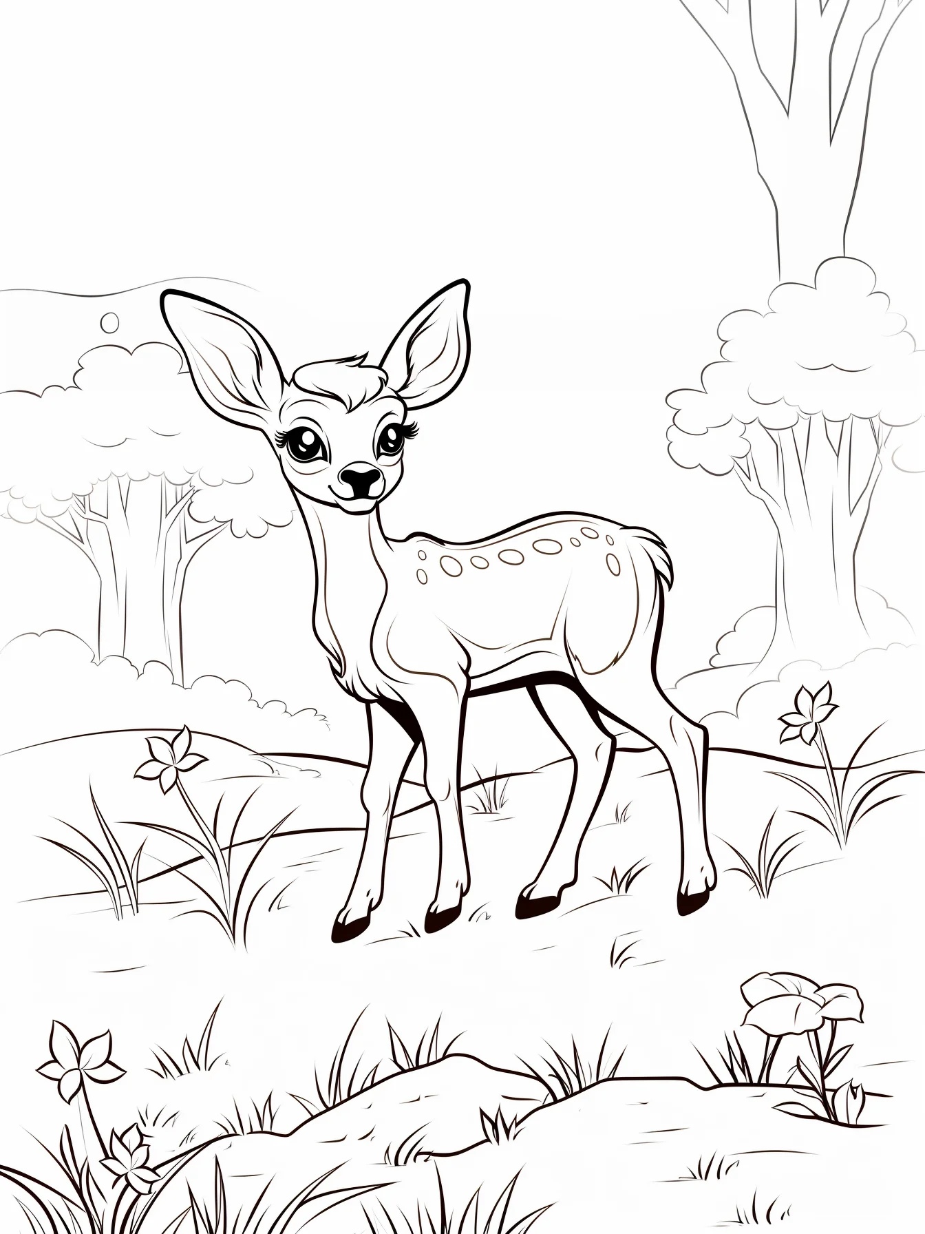 Cute Easy Deer Coloring Pages