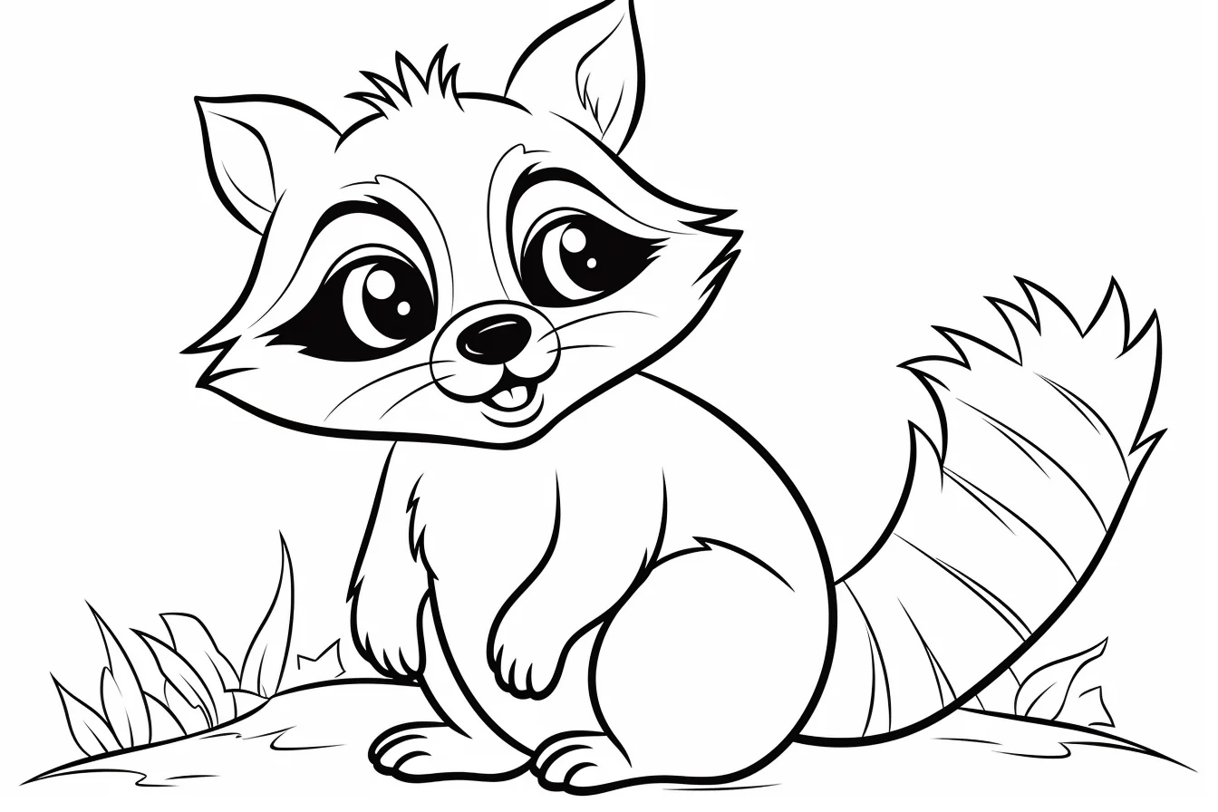 Cute Easy Racoon Coloring Pages
