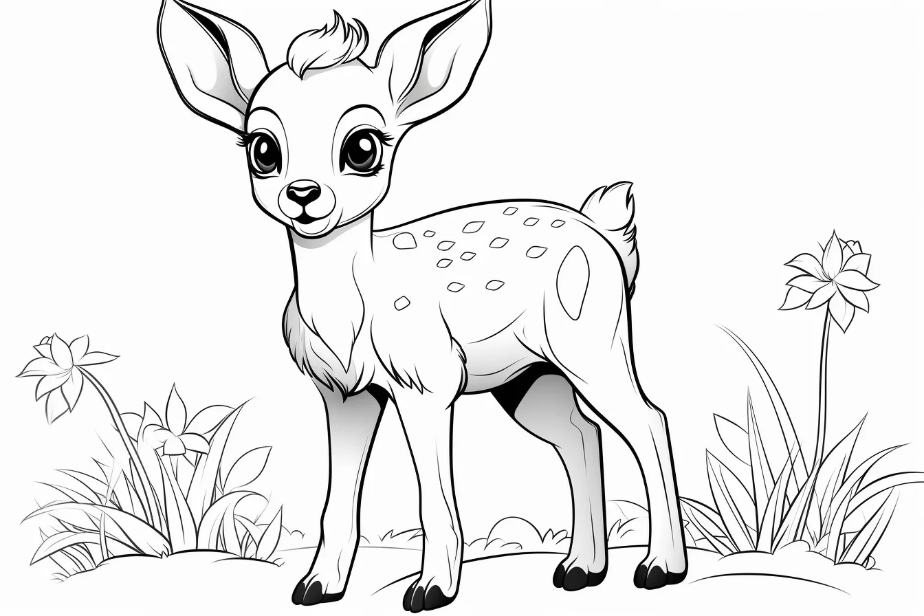 Cute Printable Baby Deer Coloring Pages