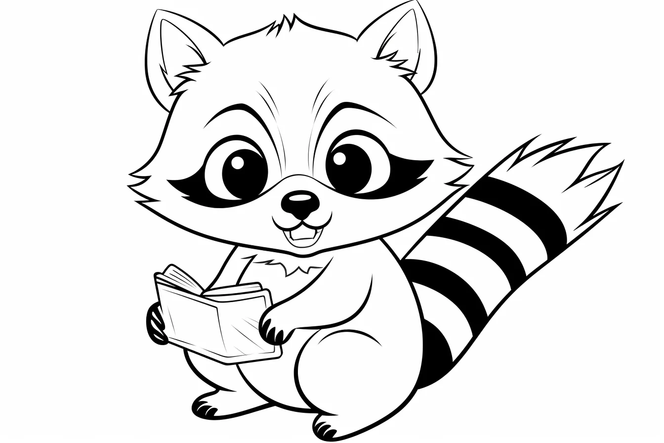 Cute Raccoon Coloring Page