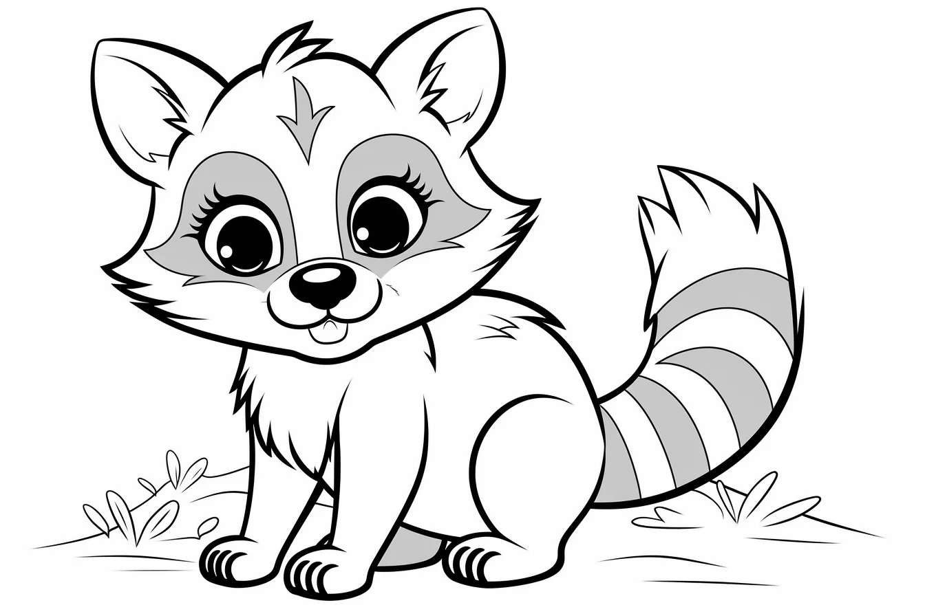 Cute Racoon Coloring Pages