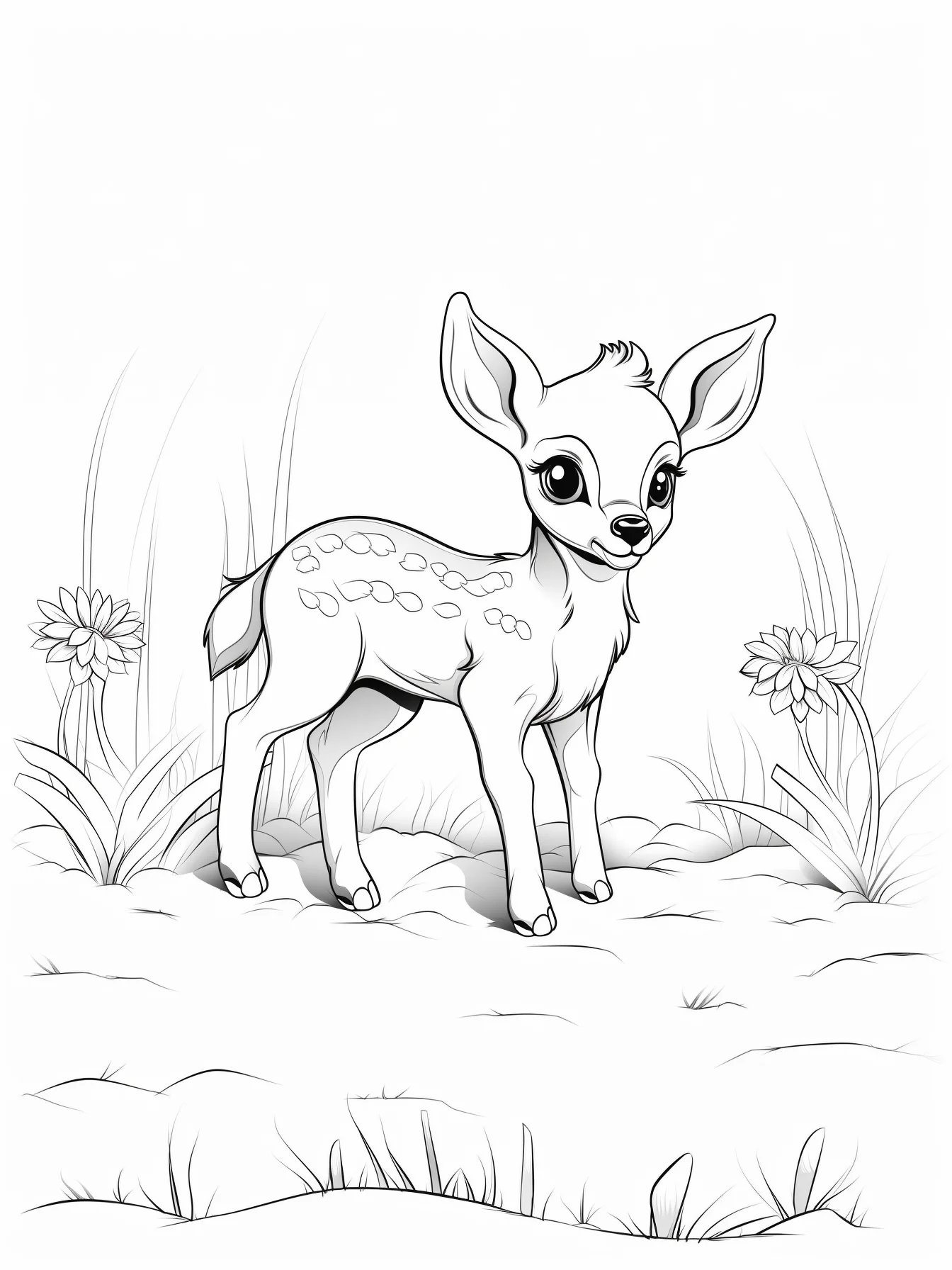 Easy Cute Deer Coloring Pages