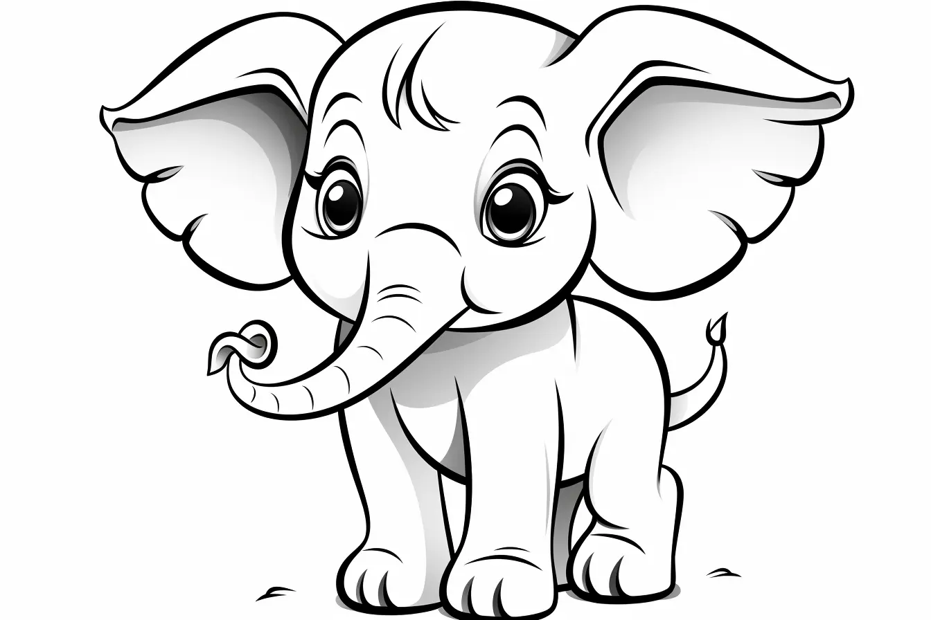 Easy Elephant Coloring Pages for Adults
