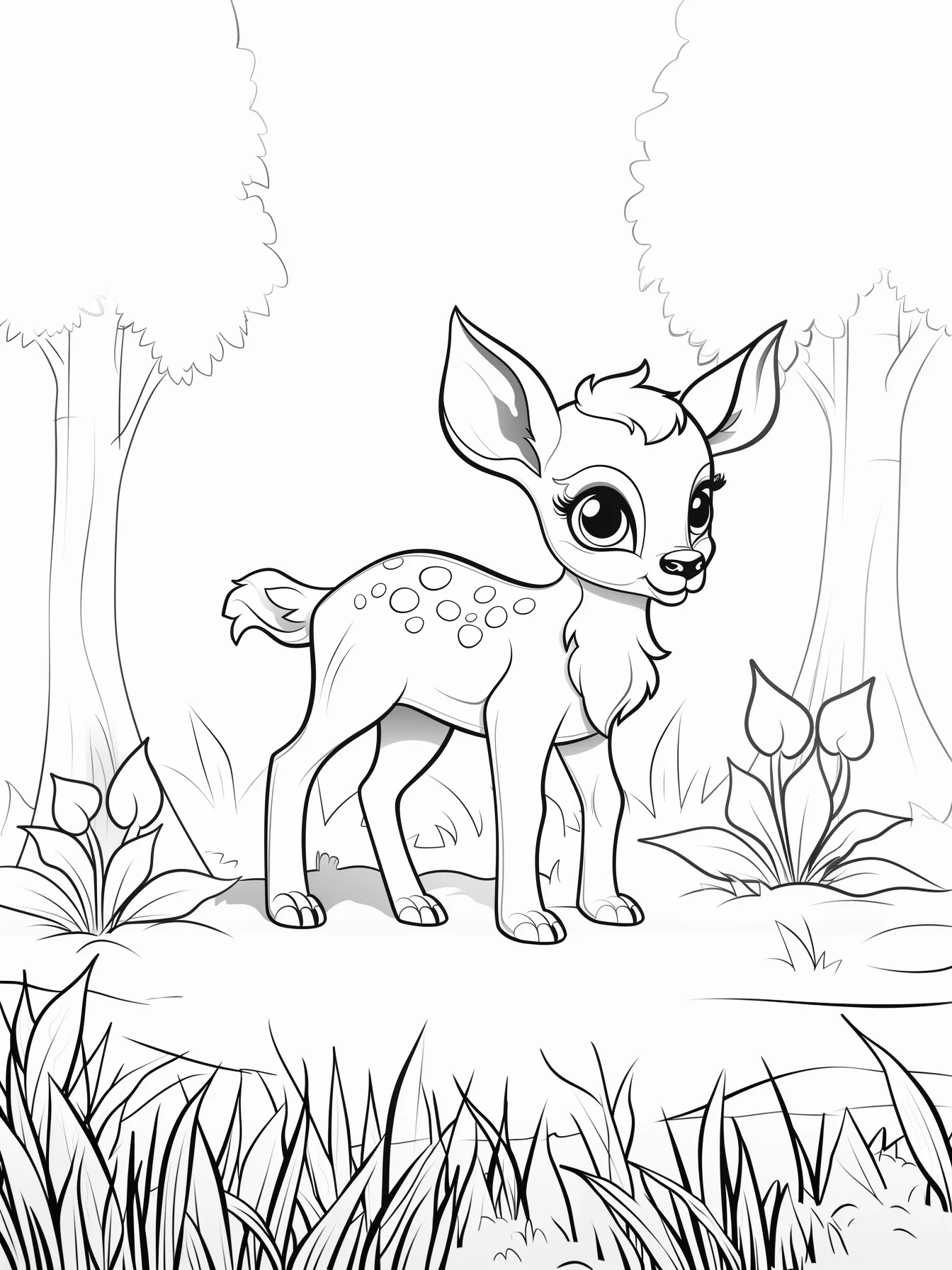 Easy Printable Deer Coloring Pages