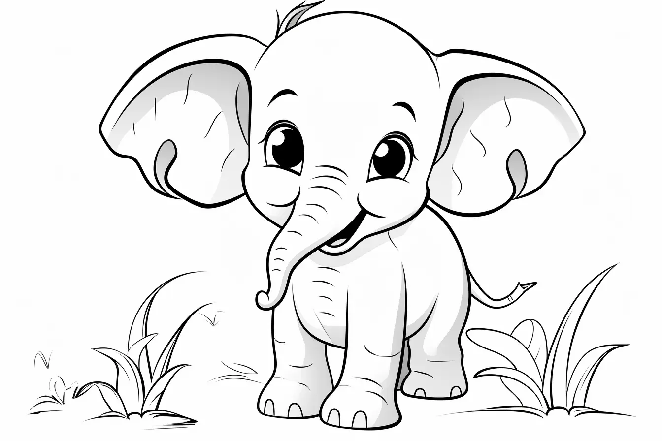 Kawaii Elephant Coloring Pages