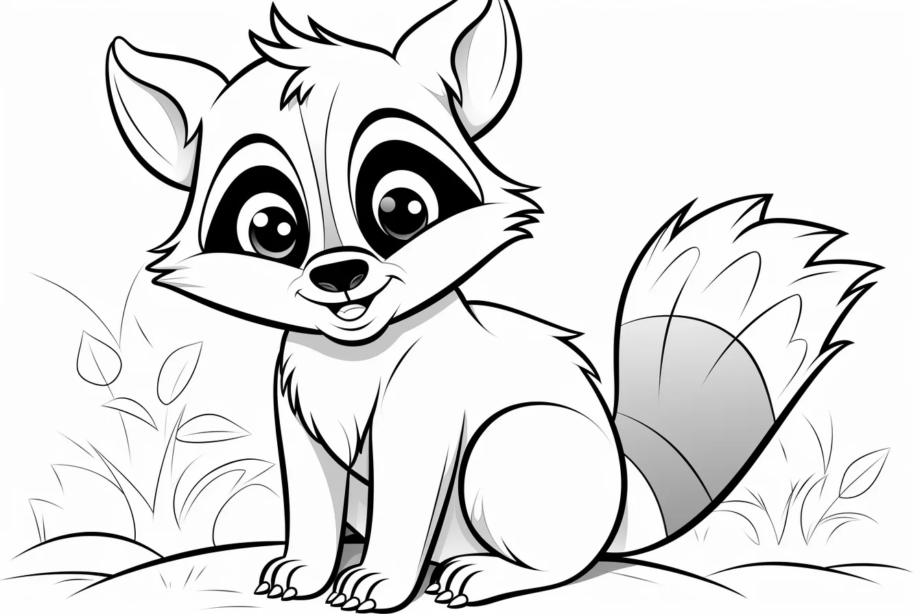 Preschool Easy Raccoon Coloring Page