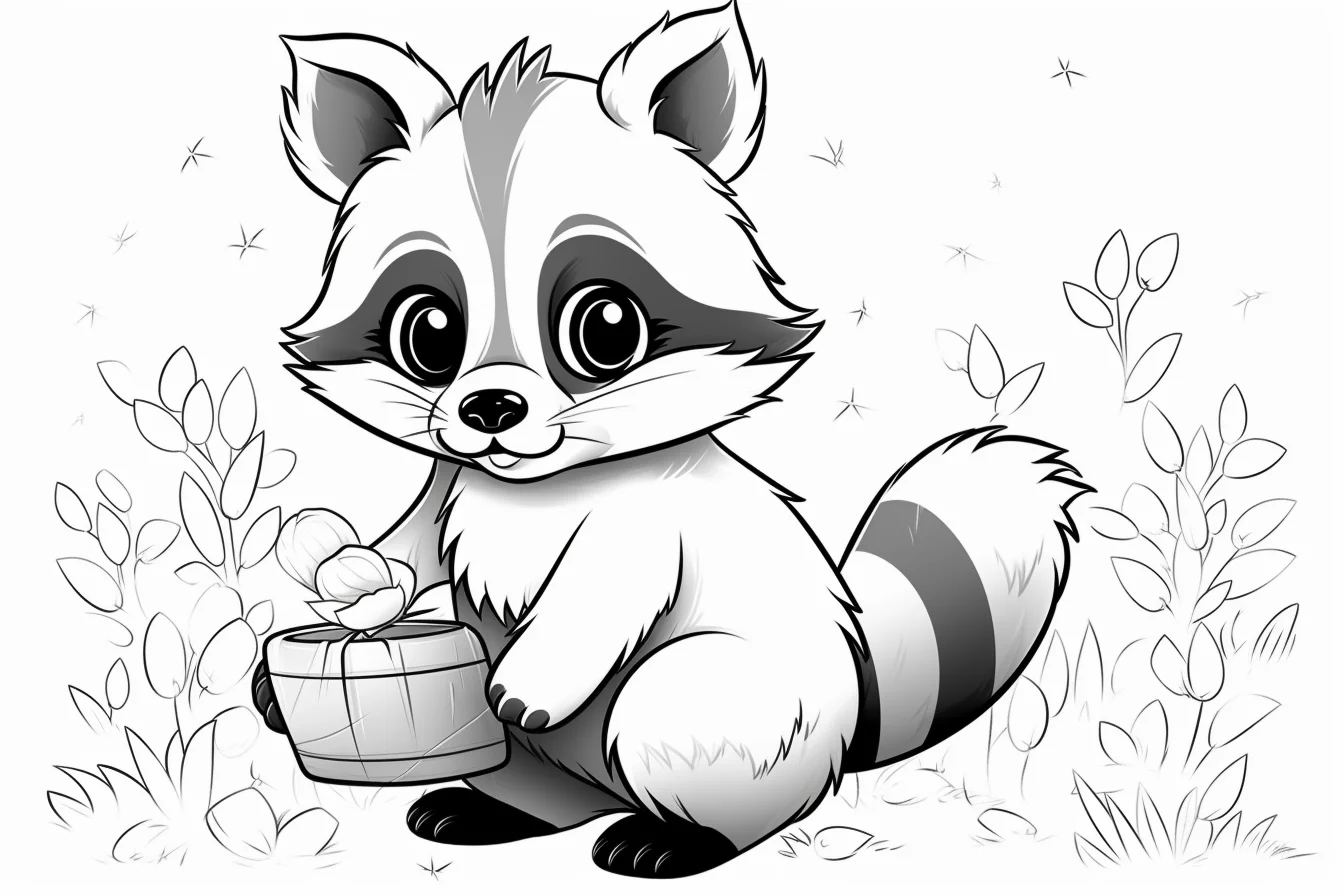 Preschool Raccoon Coloring Page