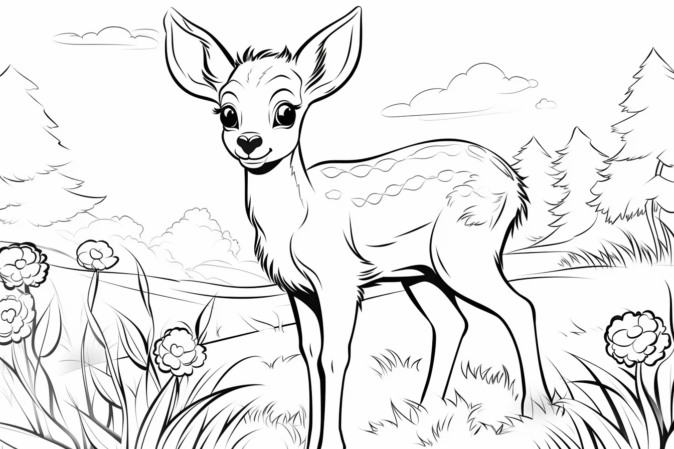 Printable Baby Deer Coloring Pages