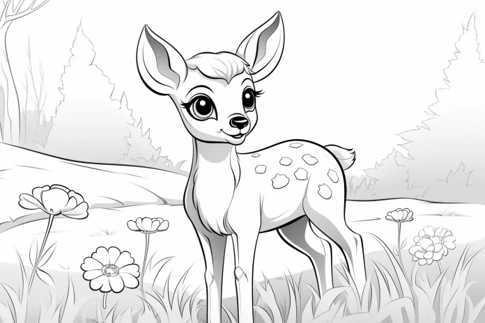 Printable Cute Deer Coloring Pages