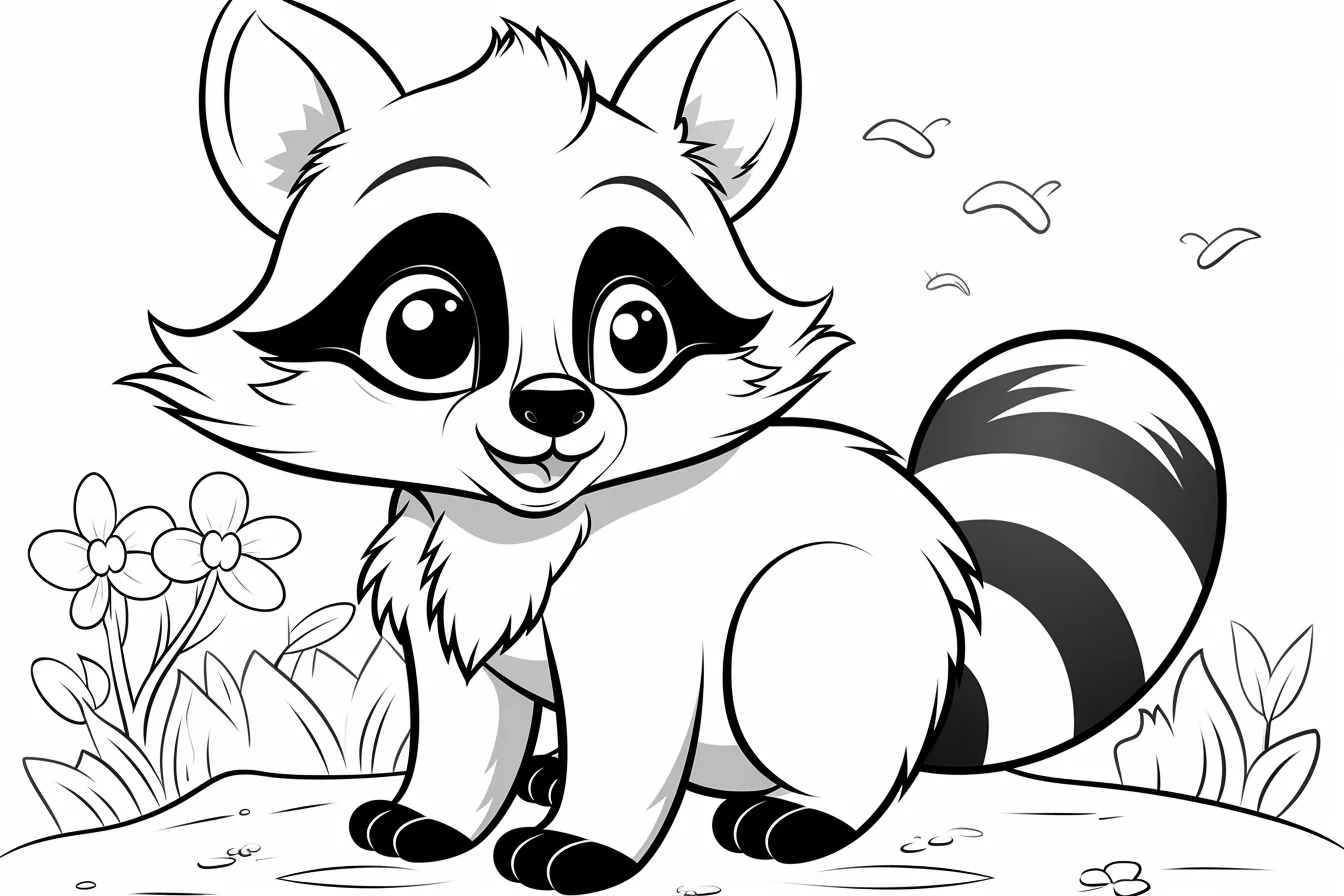 Printable Cute Raccoon Coloring Page