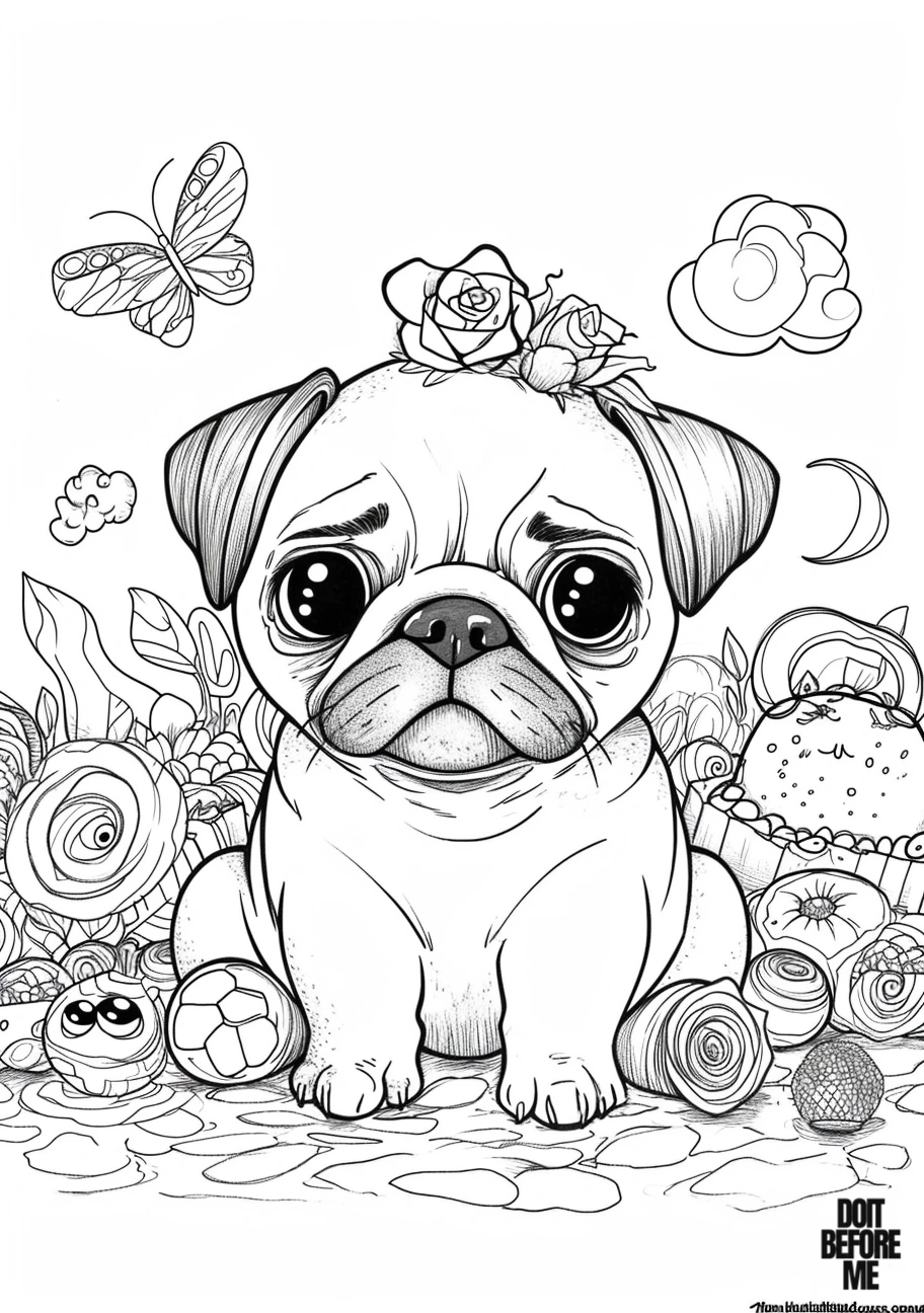 cute easy pug coloring pages