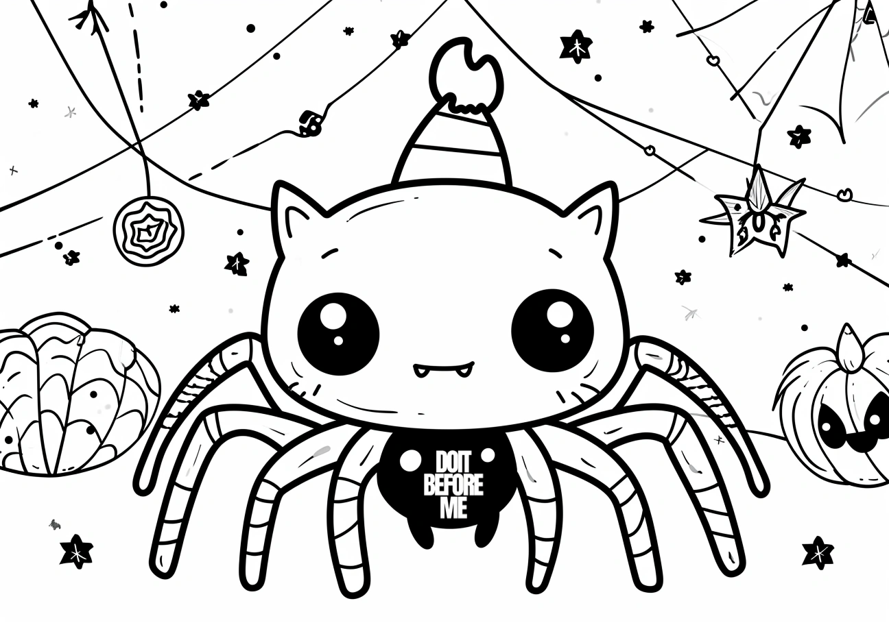 cute easy spider coloring page with costume