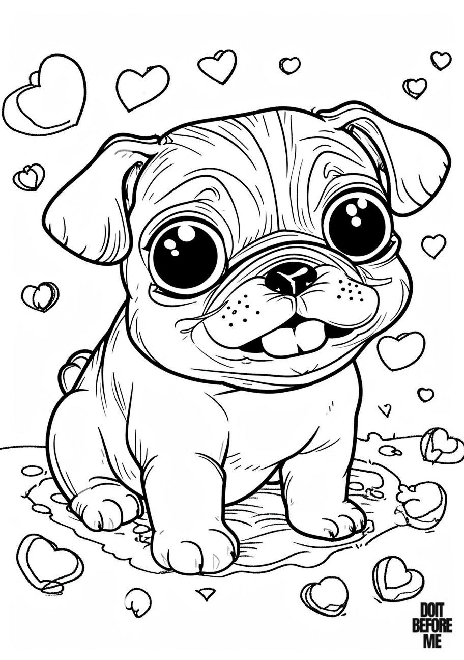 cute pug coloring page