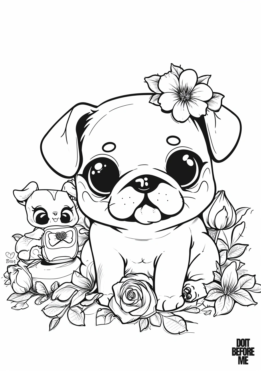 cute pug coloring pages