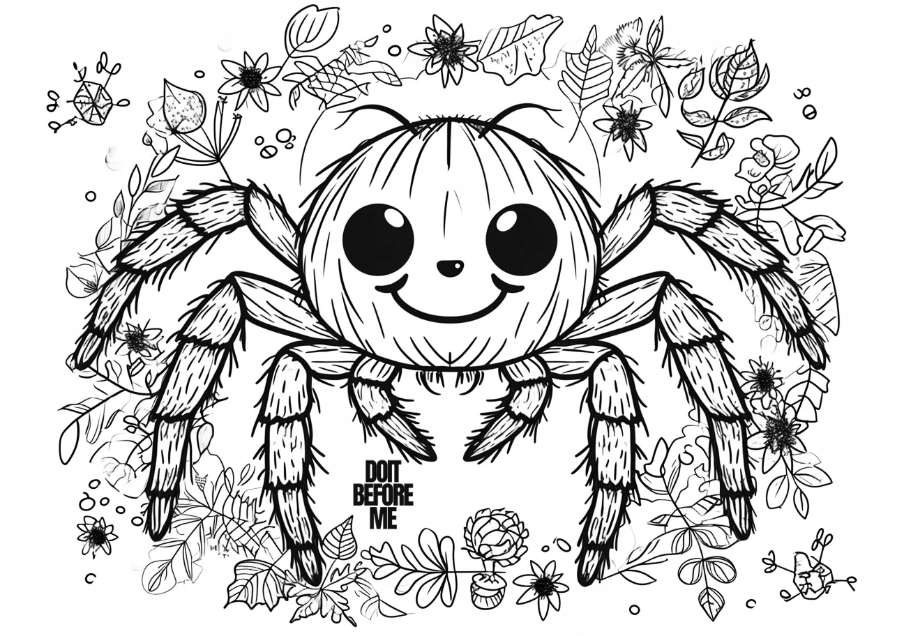 cute spider colouring page