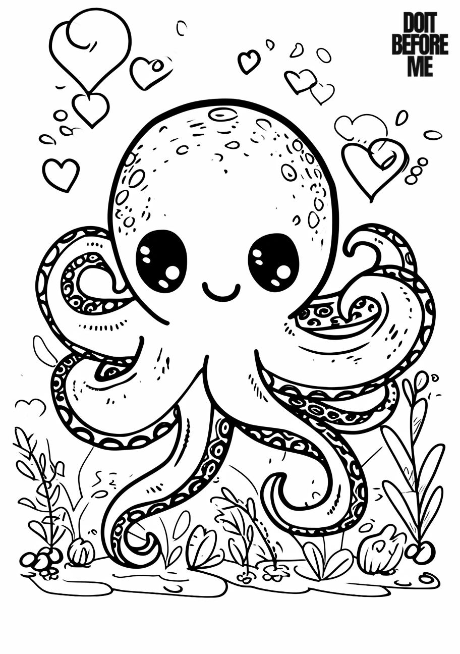 detailed octopus coloring page