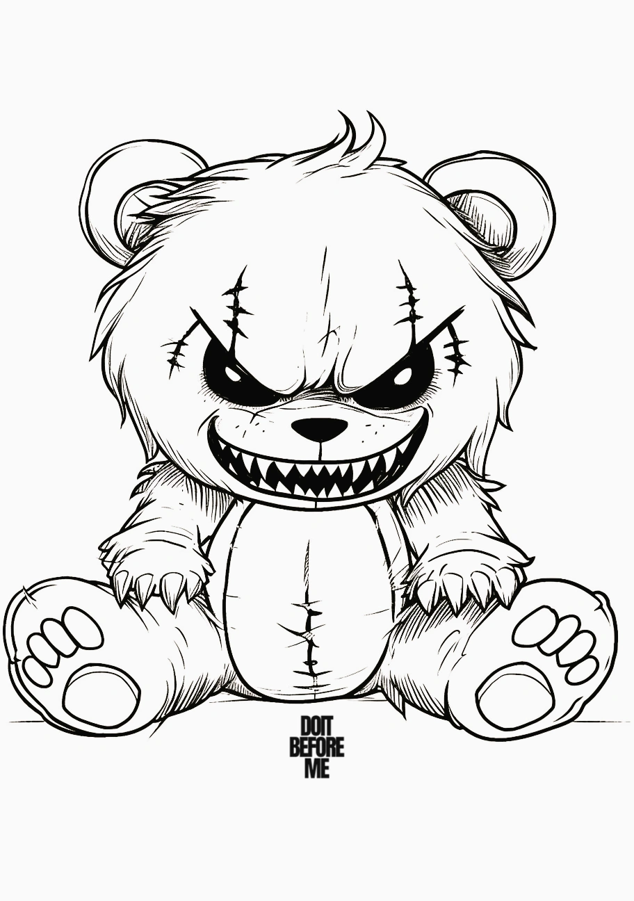 evil teddy bear coloring page