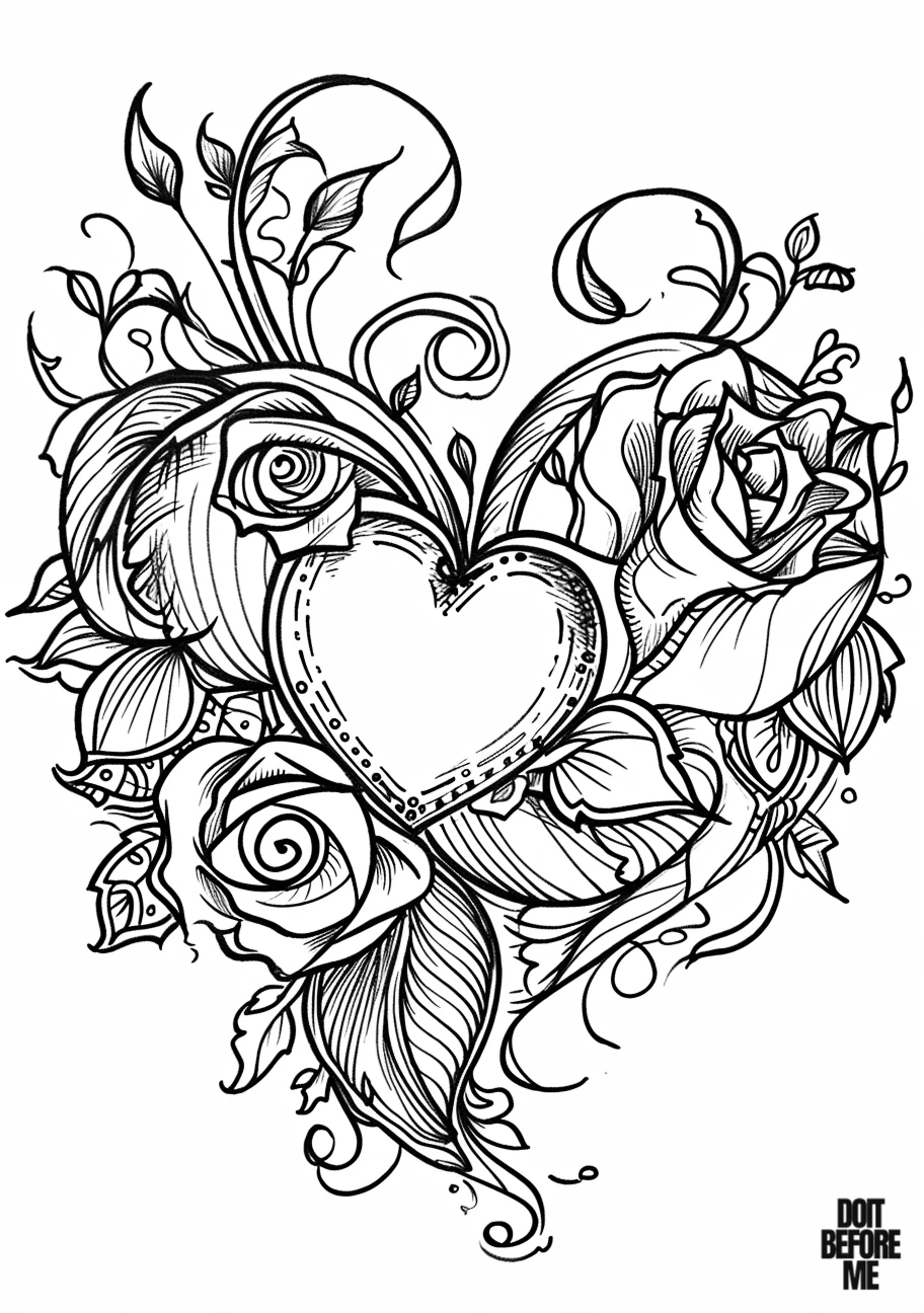 happy valentine's day heart coloring page