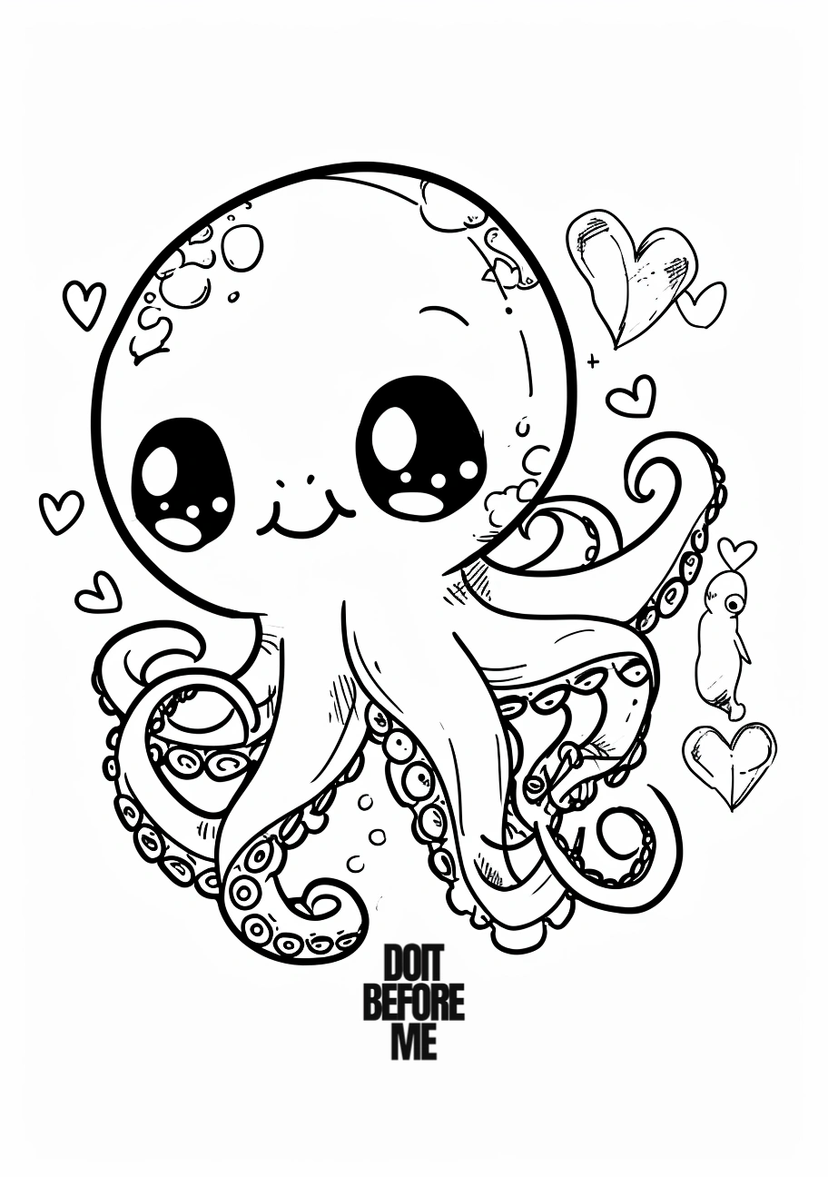 kawaii octopus coloring page