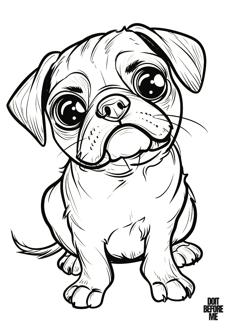 kawaii pug coloring pages