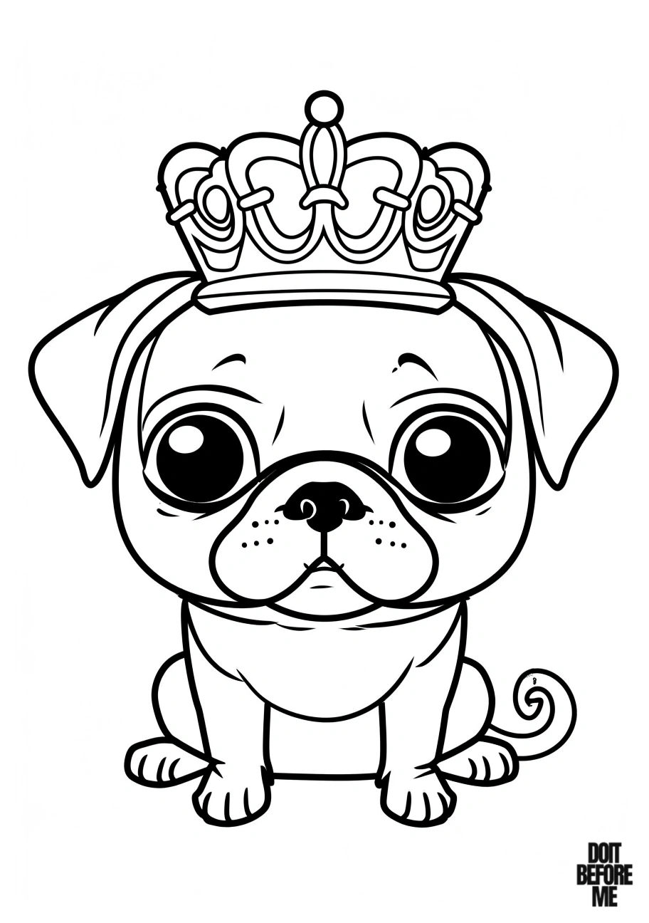 king pug puppy coloring page