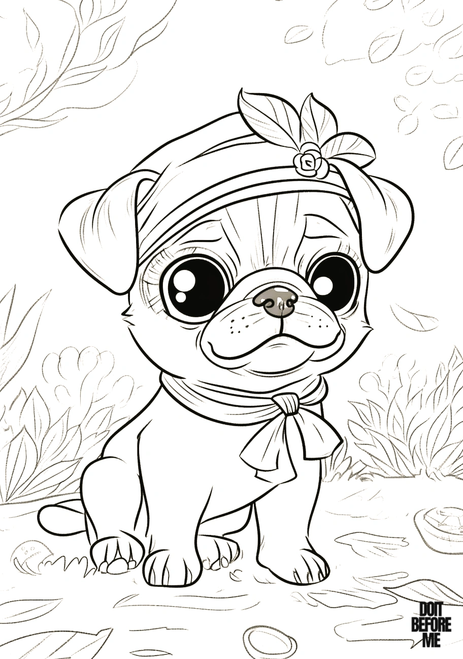 pug coloring page free