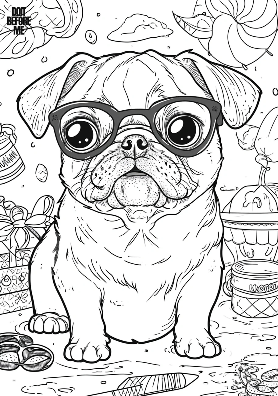 pug dog coloring page