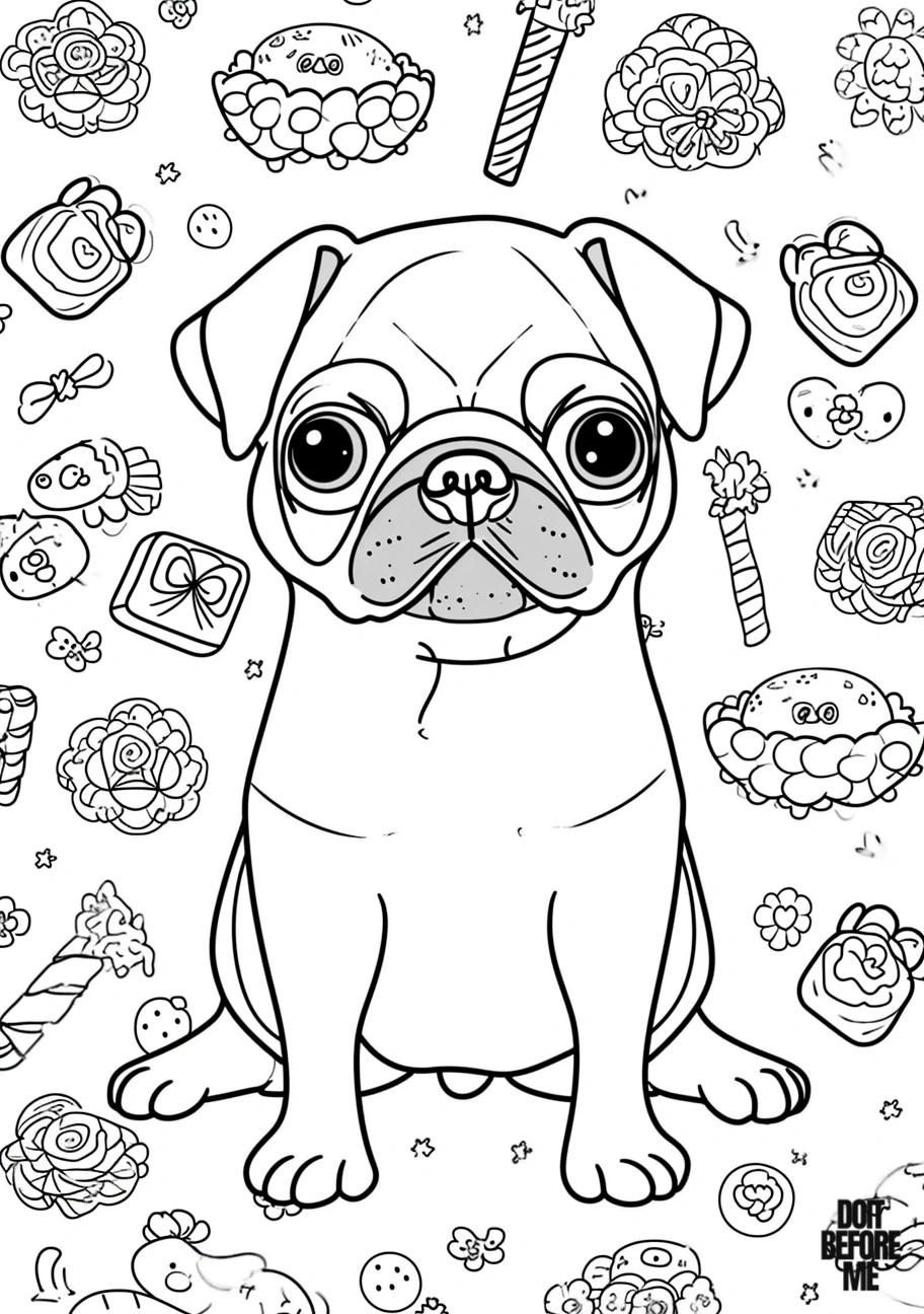 pug dog coloring sheet