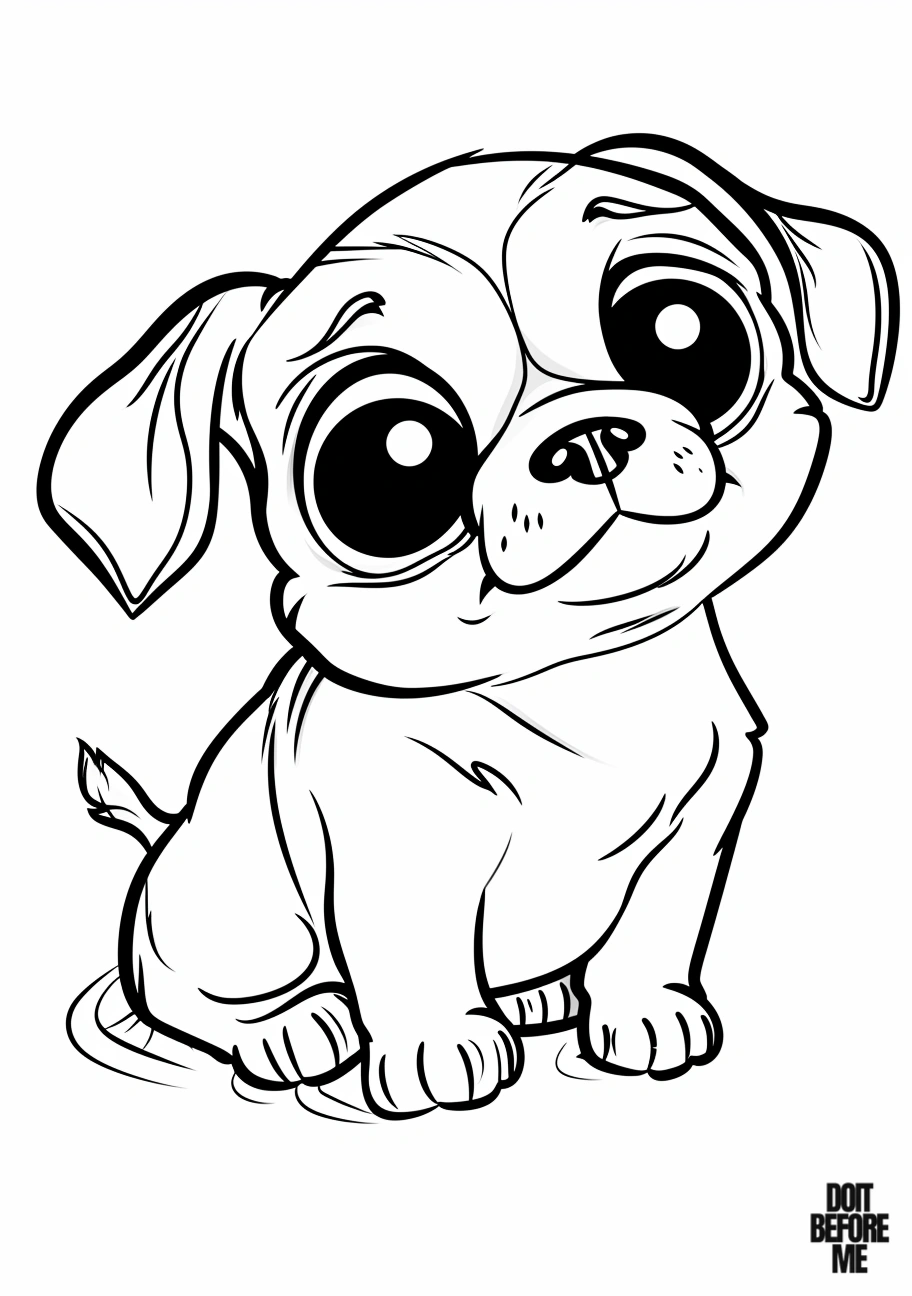 pug puppy coloring page