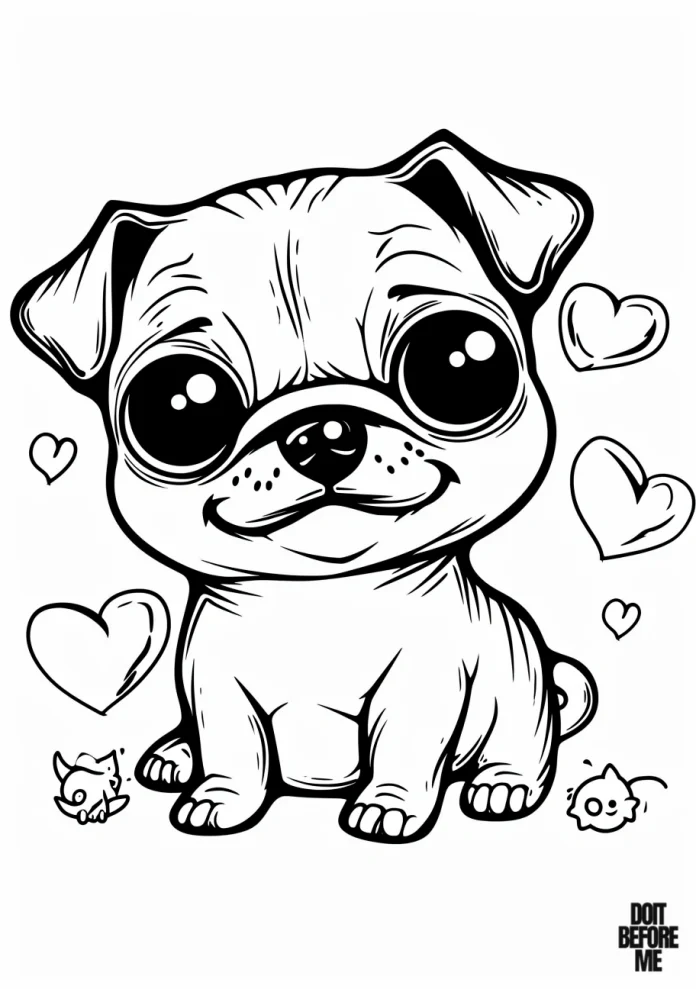 puppy pug coloring page