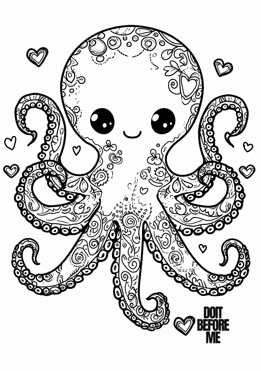 realistic octopus coloring page